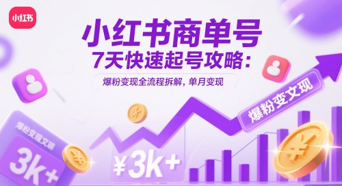 小红书商单号7天快速起号攻略：爆粉变现全流程拆解，单月变现3k+-shxbox省心宝盒