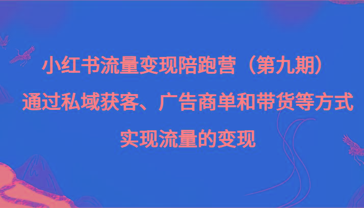 小红书流量变现陪跑营（第九期）通过私域获客、广告商单和带货等方式实现流量变现-shxbox省心宝盒