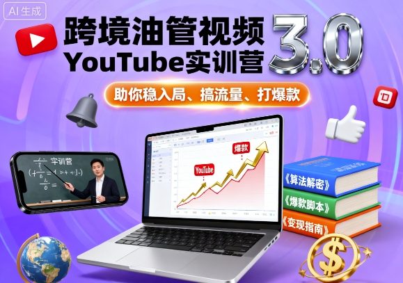 跨境油管视频YouTube实训营3.0，助你稳入局、搞流量、打爆款-shxbox省心宝盒