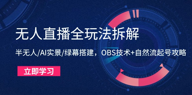 无人直播全玩法拆解：半无人/AI实景/绿幕搭建，OBS技术+自然流起号攻略-shxbox省心宝盒