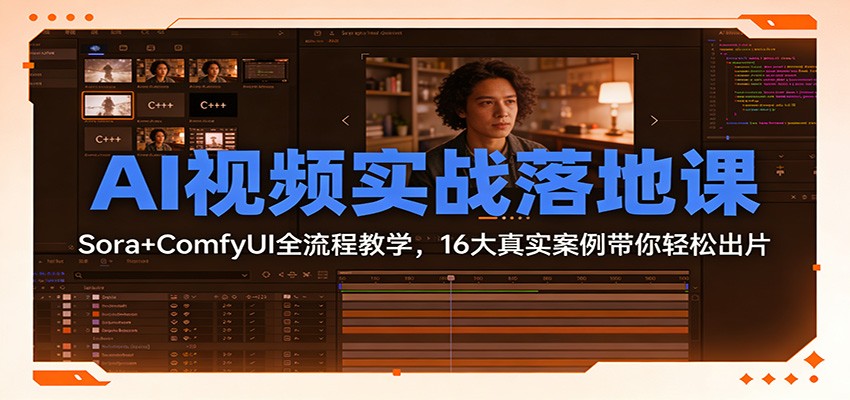 AI视频实战落地课：Sora+ComfyUI全流程教学，16大真实案例带你轻松出片-shxbox省心宝盒