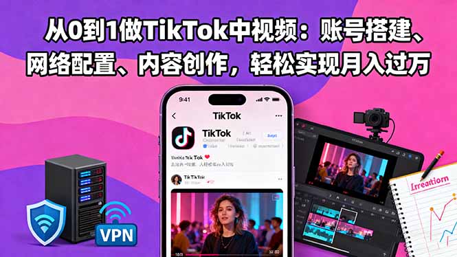 从0到1做TikTok中视频：账号搭建、网络配置、内容创作，轻松实现月入过万-shxbox省心宝盒