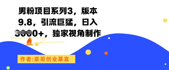 男粉项目系列3，版本9.8，引流巨猛，日入1k+，独家视角制作-shxbox省心宝盒