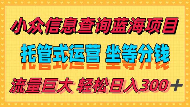 稳定日入300＋，小众信息查询蓝海项目，全程懒人式托管，解放你的时间-shxbox省心宝盒