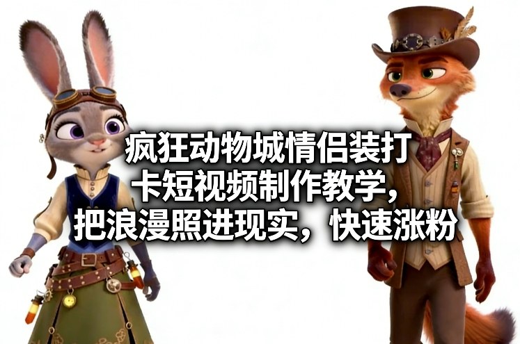 疯狂动物城情侣装打卡短视频制作教学，把浪漫照进现实，快速涨粉-shxbox省心宝盒