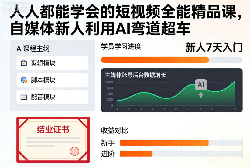 人人都能学会的短视频全能精品课，自媒体新人利用AI弯道超车-shxbox省心宝盒