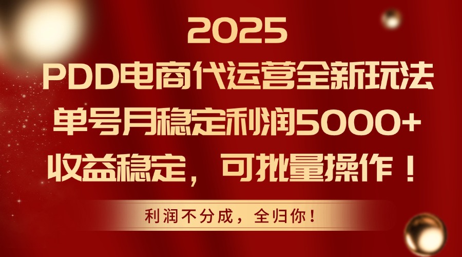2025PDD电商代运营全新玩法，单号月稳定利润5000+，收益稳定，可批量操作-shxbox省心宝盒