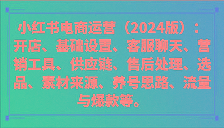 小红书电商运营(2024版)：开店、设置、供应链、选品、素材、养号、流量与爆款等-shxbox省心宝盒