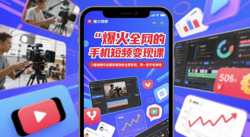 爆火全网的手机短视频变现课，0基础教你拍摄剪辑涨粉运营变现，用一部手机挣钱-shxbox省心宝盒