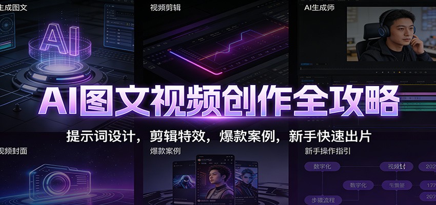 AI图文视频创作全攻略：提示词设计，剪辑特效，爆款案例，新手快速出片-shxbox省心宝盒
