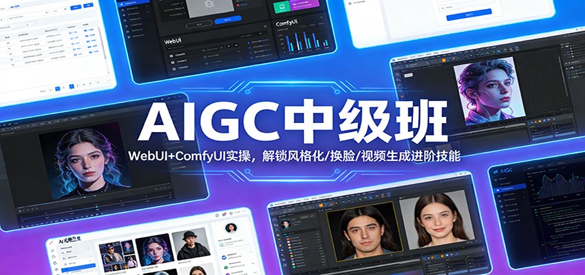 AIGC中级班：WebUI+ComfyUI实操，解锁风格化/换脸/视频生成进阶技能-shxbox省心宝盒