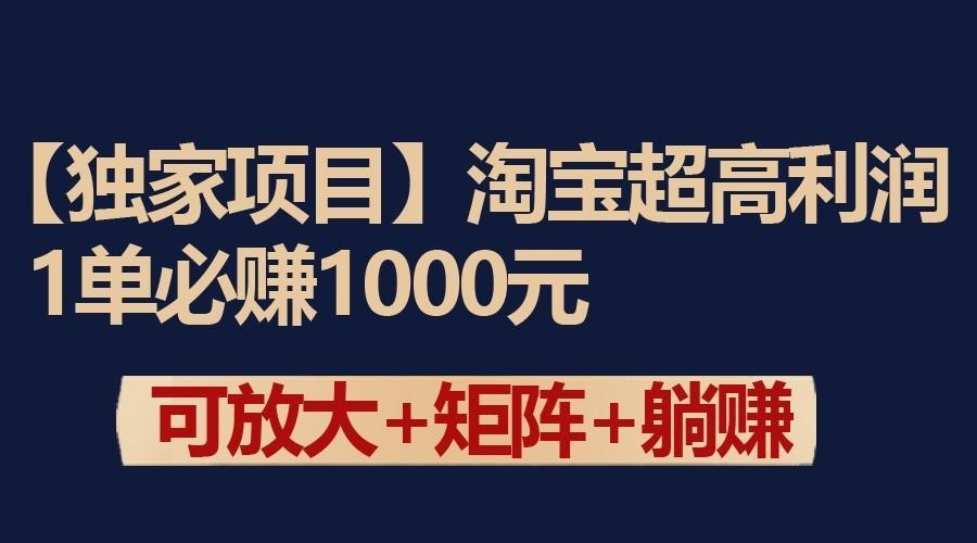 独家淘宝超高利润项目：1单必赚1000元，可放大可矩阵操作-shxbox省心宝盒