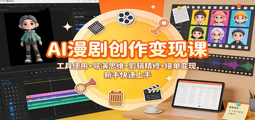 AI漫剧创作变现课：工具使用+导演思维+剪辑精修+接单变现，新手快速上手-shxbox省心宝盒