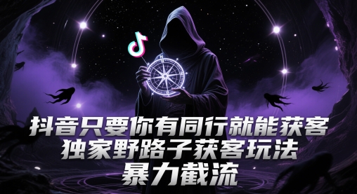 抖音只要你有同行就能获客，独家野路子获客玩法，暴力截流【揭秘】-shxbox省心宝盒