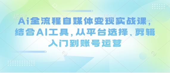 Ai全流程自媒体变现实战课，结合AI工具，从平台选择、剪辑入门到账号运营-shxbox省心宝盒