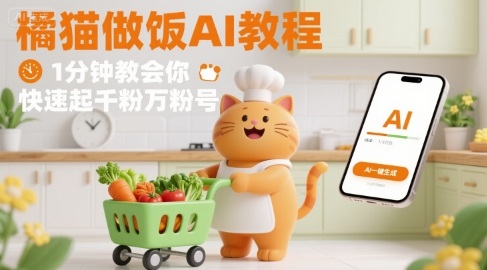 有趣的橘猫买菜做饭视频，用AI一键搞定，1分钟教会你，快速起千粉万粉号-shxbox省心宝盒