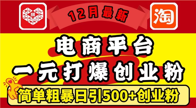 12月最新：电商平台1元打爆创业粉，简单粗暴日引500+精准创业粉，轻松月入过W【揭秘】-shxbox省心宝盒