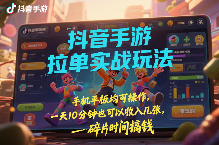 抖音手游拉单实战玩法，手机平板均可操作，一天10分钟也可以收入几张，碎片时间搞钱【揭秘】-shxbox省心宝盒