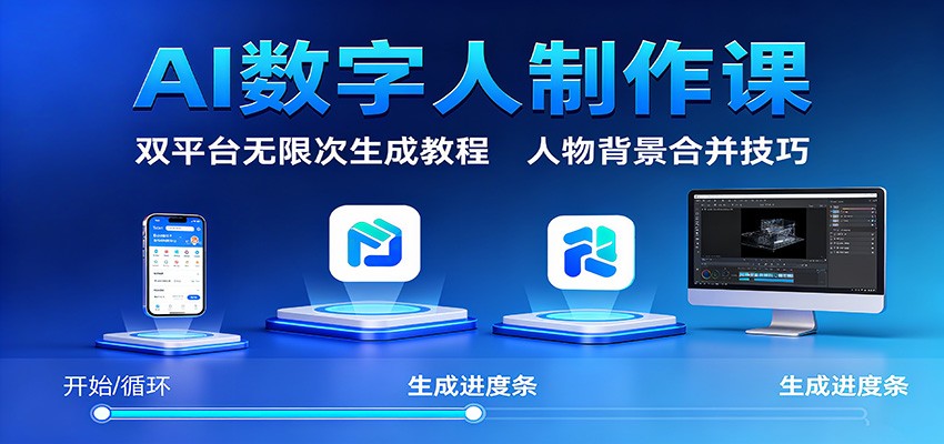 AI数字人制作课：双平台无限次生成教程，人物背景合并技巧-shxbox省心宝盒