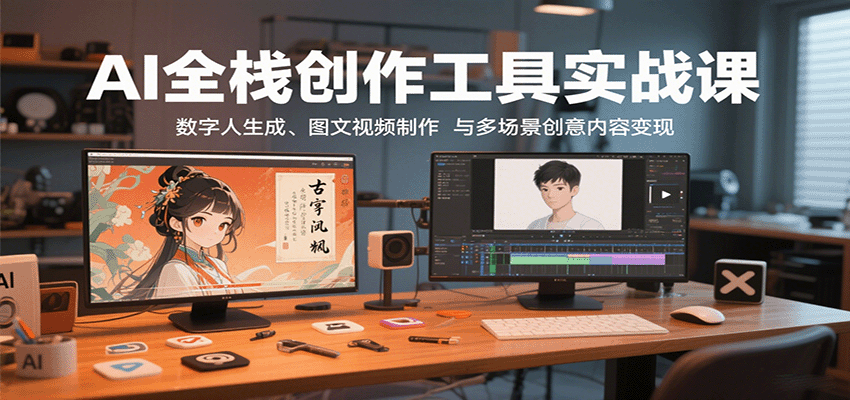 AI全栈创作工具实战课：数字人生成、图文视频制作与多场景创意内容变现-shxbox省心宝盒