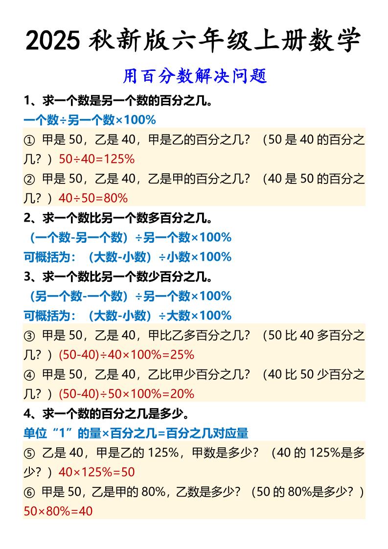 【2025秋新版】六年级上册数学用百分数解决问题-shxbox省心宝盒