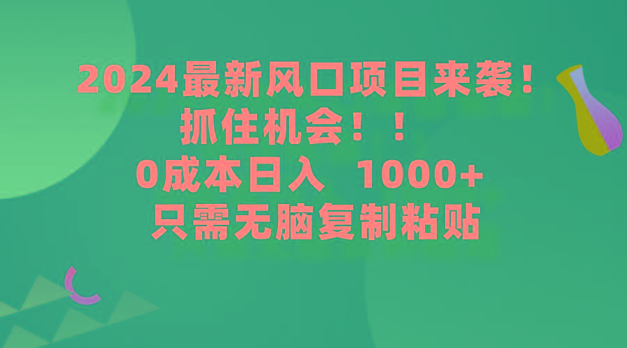 (9899期)2024最新风口项目来袭，抓住机会，0成本一部手机日入1000+，只需无脑复...-shxbox省心宝盒