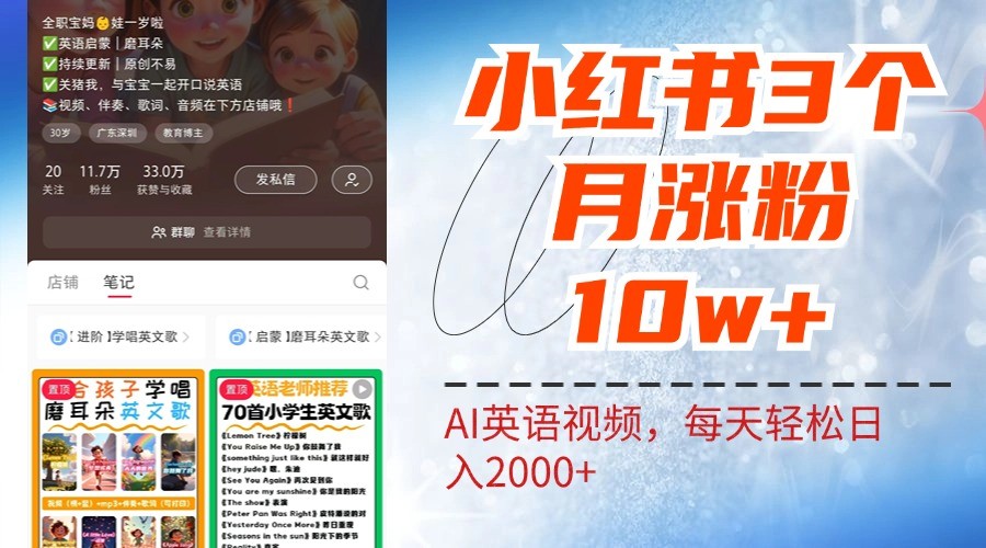 小红书三个月涨粉10W，AI英语视频0成本制作，每天轻松日入2000+-shxbox省心宝盒