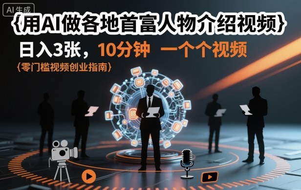 用AI做各地首富人物介绍视频，日入3张，10分钟一个视频-shxbox省心宝盒