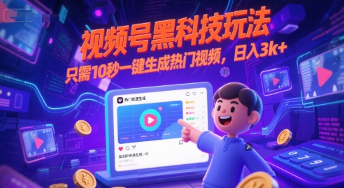 视频号黑科技玩法，只需10秒一键生成热门视频，日入3k+【揭秘】-shxbox省心宝盒