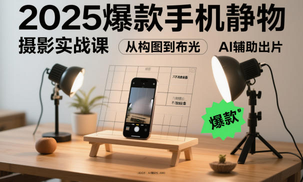2025爆款手机静物摄影实战课，从构图到布光，不用贵设备，AI辅助出片-shxbox省心宝盒