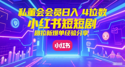 私董会会员日入4位数小红书红果短剧拉新爆单经验分享-shxbox省心宝盒