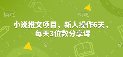 小说推文项目，新人操作6天，每天3位数分享课-shxbox省心宝盒
