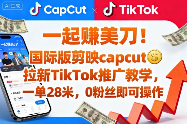 一起賺美刀!国际版剪映capcut拉新TikTok推广教学,一单28米,0粉丝即可操作(附推广入口和教学)-shxbox省心宝盒