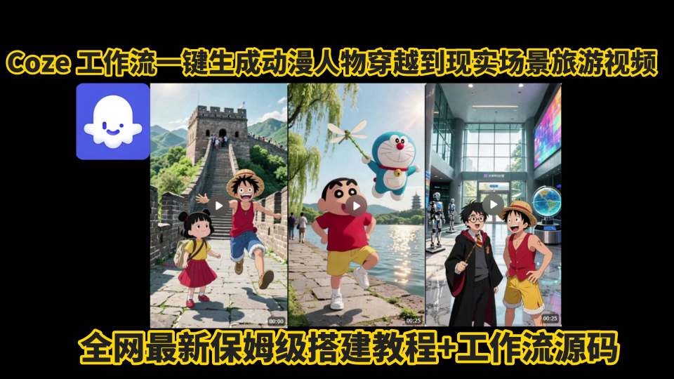 coze工作流一键生成动漫人物穿越到现实场景旅游视频，全网最新保姆级搭建教程+工作流源码-shxbox省心宝盒