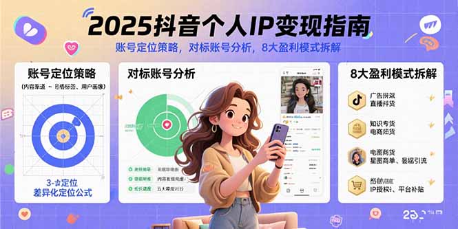 2025抖音个人IP变现指南，账号定位策略，对标账号分析，8大盈利模式拆解-shxbox省心宝盒