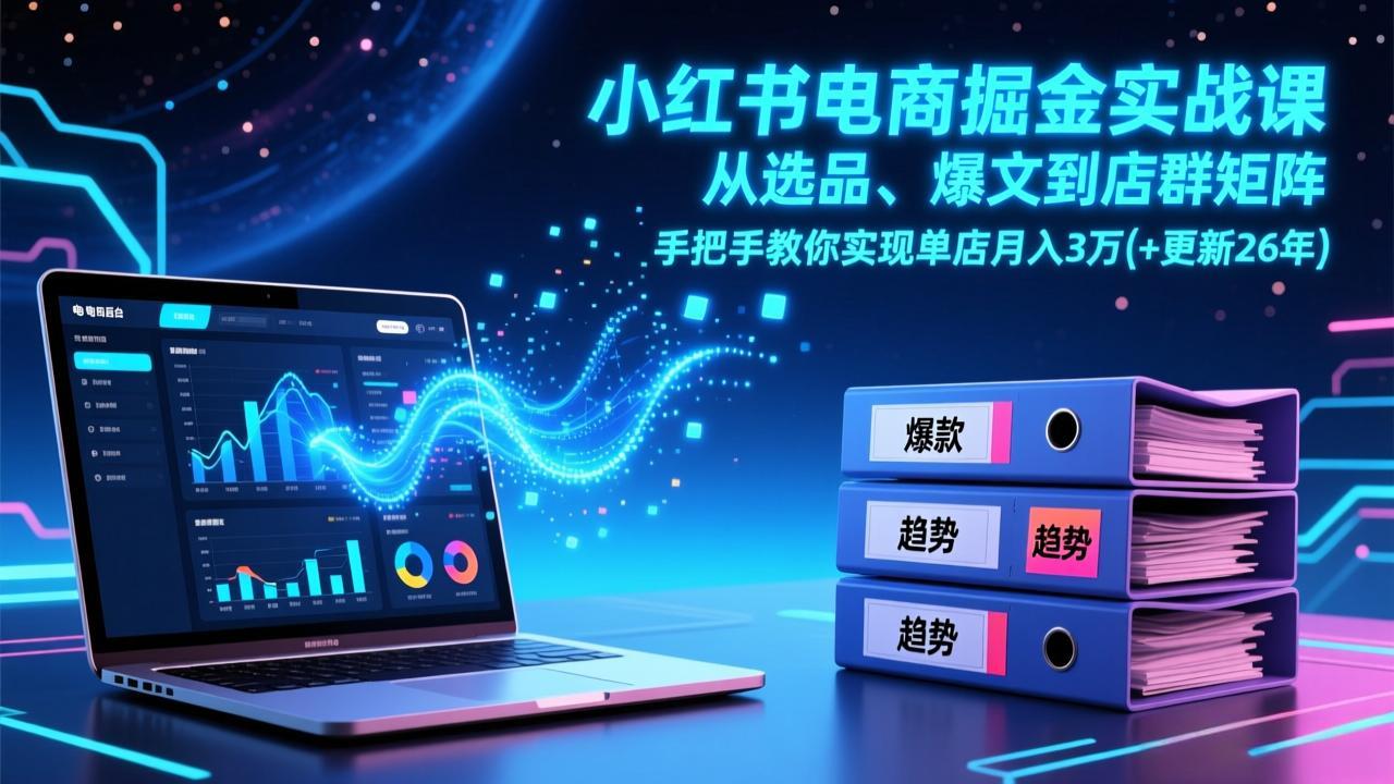 小红书电商掘金实战课，从选品、爆文到店群矩阵，手把手教你实现单店月入3万+(更新26年-shxbox省心宝盒