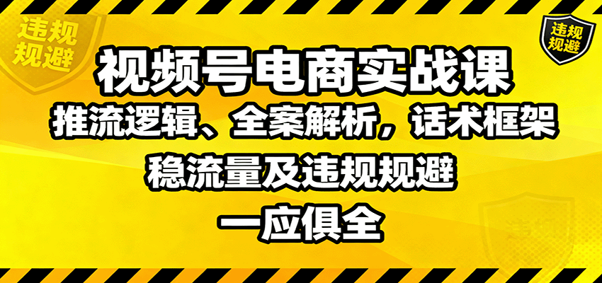 视频号电商实战课：推流逻辑、全案解析，话术框架，稳流量及违规规避等-shxbox省心宝盒