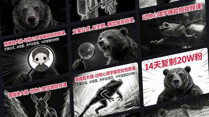情绪放大镜-动物心理学爆款短视频课，文案公式、AI生图、多平台变现，14天复制20W粉-shxbox省心宝盒