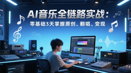 AI音乐全链路实战变现课：零基础3天掌握原创、翻唱、变现-shxbox省心宝盒