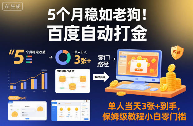 5个月稳如老狗！百度自动打金，单人当天3张+到手，保姆级教程小白零门槛【揭秘】-shxbox省心宝盒