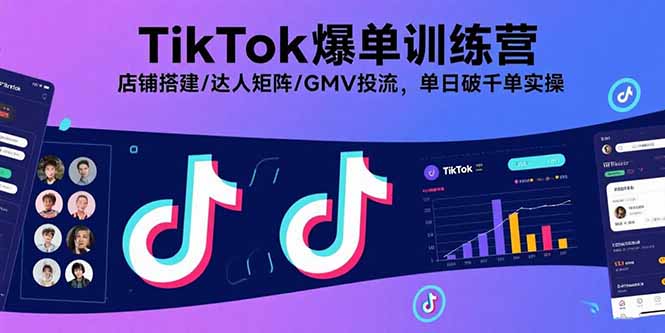 TikTok爆单训练营，店铺搭建/达人矩阵/GMV投流，单日破千单实操-shxbox省心宝盒