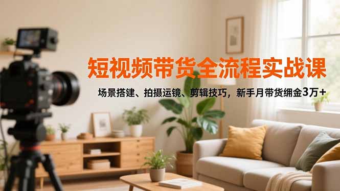 短视频带货全流程实战课，场景搭建、拍摄运镜、剪辑技巧，新手月带货佣金3万+-shxbox省心宝盒