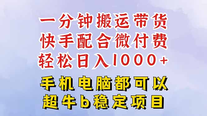 快手黑科技一分钟搬运带货，一刀不剪过原创，微付费投流玩法，轻松日入...-shxbox省心宝盒