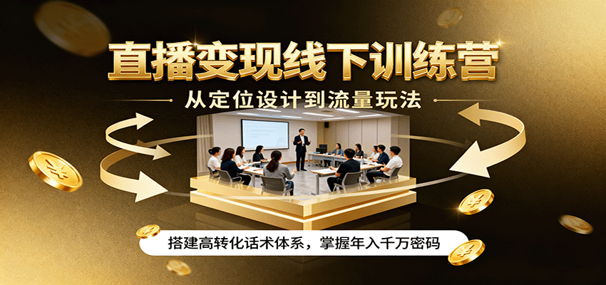 直播变现线下训练营，从定位设计到流量玩法，搭建高转化话术体系，掌握年入千万密码-shxbox省心宝盒