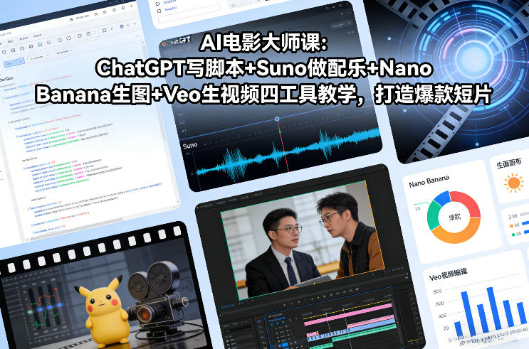 AI电影大师课：ChatGPT写脚本+Suno做配乐+Nano Banana生图+Veo生视频，打造爆款短片-shxbox省心宝盒