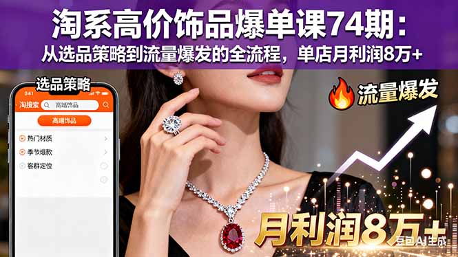 淘系高价饰品爆单课74期：从选品策略到流量爆发的全流程，单店月利润8万+-shxbox省心宝盒