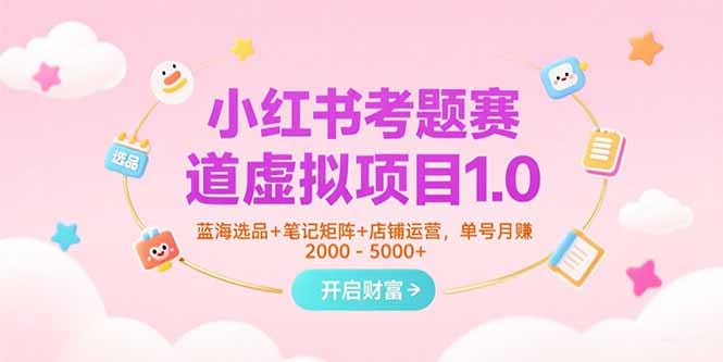 小红书考题赛道虚拟项目1.0，蓝海选品+笔记矩阵+店铺运营，单号月赚5000+-shxbox省心宝盒