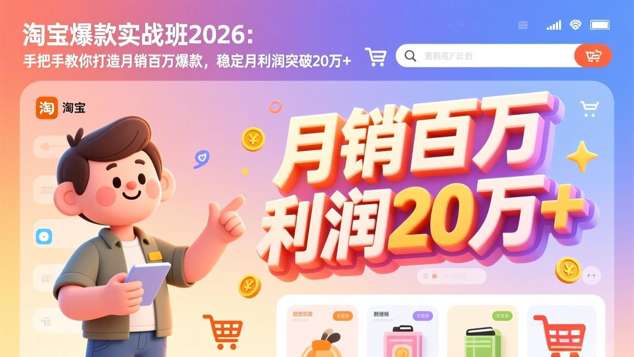 淘宝爆款实战班-2026年3月更新：手把手教你打造月销百万爆款，稳定月利润突破20万+-shxbox省心宝盒