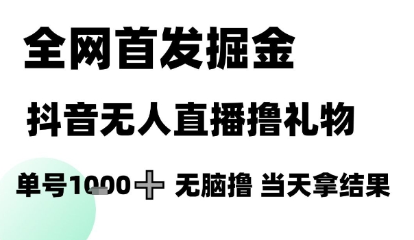 全网首发掘金抖音无人直播撸礼物，单号1k +无脑撸，当天拿结果【揭秘】-shxbox省心宝盒