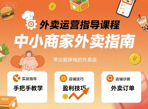 外卖运营指导课程，中小商家外卖指南，手把手带出能挣钱的外卖店-shxbox省心宝盒